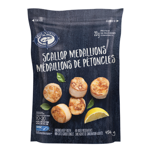 [NEW] Frozen Patagonian Sea Scallop Medallions 10/20 454g