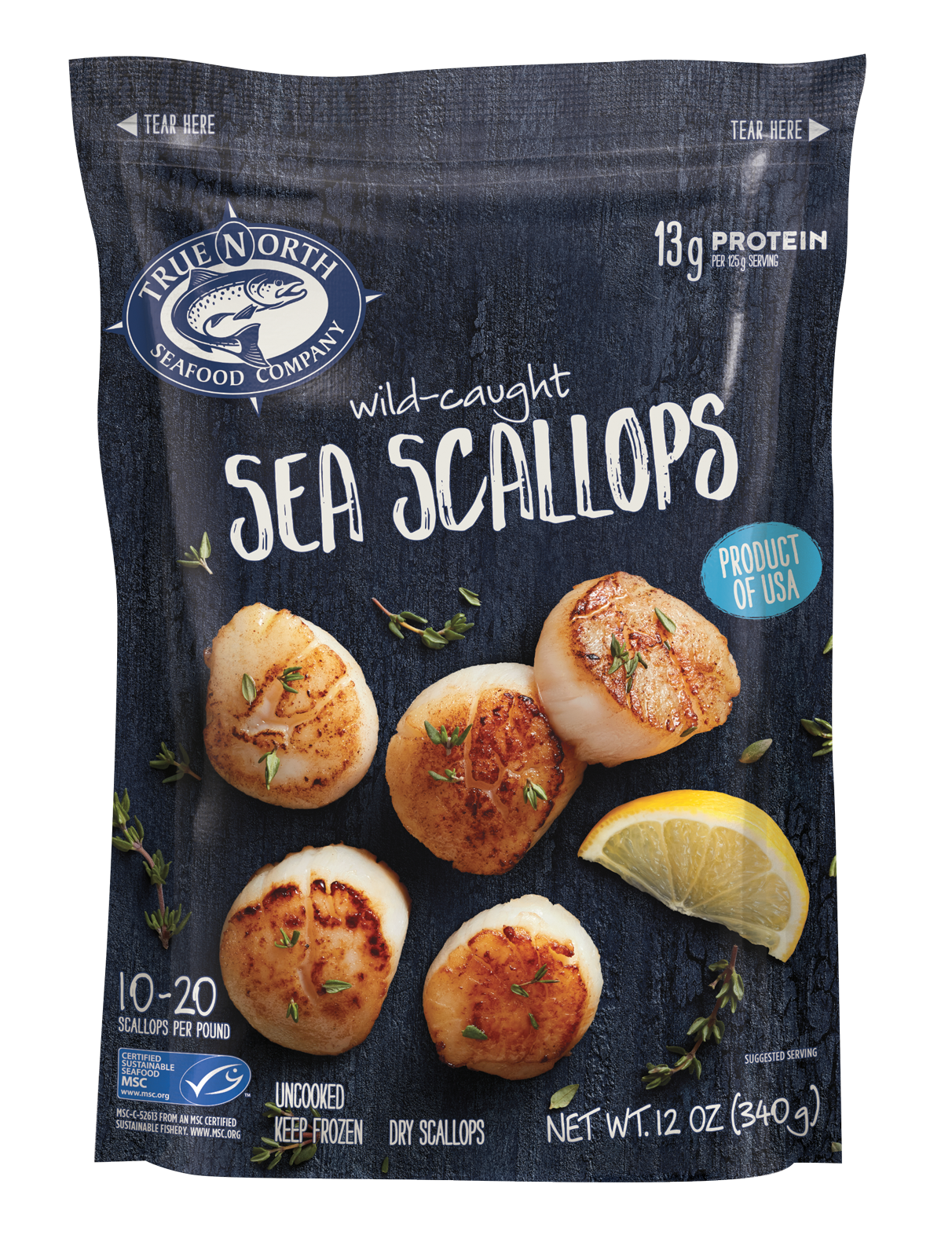 [NEW] Frozen wild caught Atlantic Sea Scallops 10/20 340g