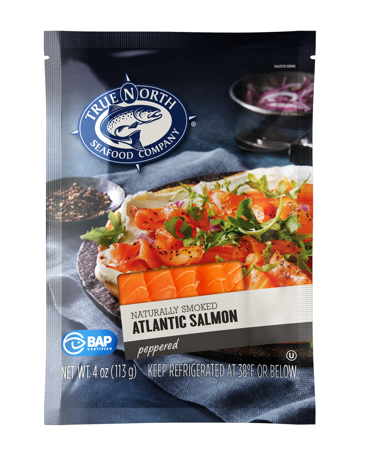 Frozen Canadian Naturally Smoked Atlantic Salmon Peppered 113g